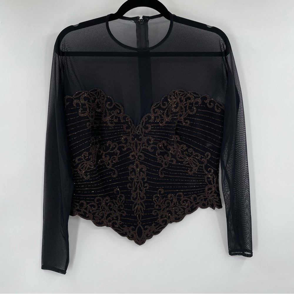 Vintage Tadashi Black Sheer Top